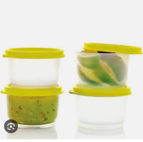 Tupperware Other - Tupperware Snack Cups set of 4 x 4oz Clear Containers with Yellow or White Seals